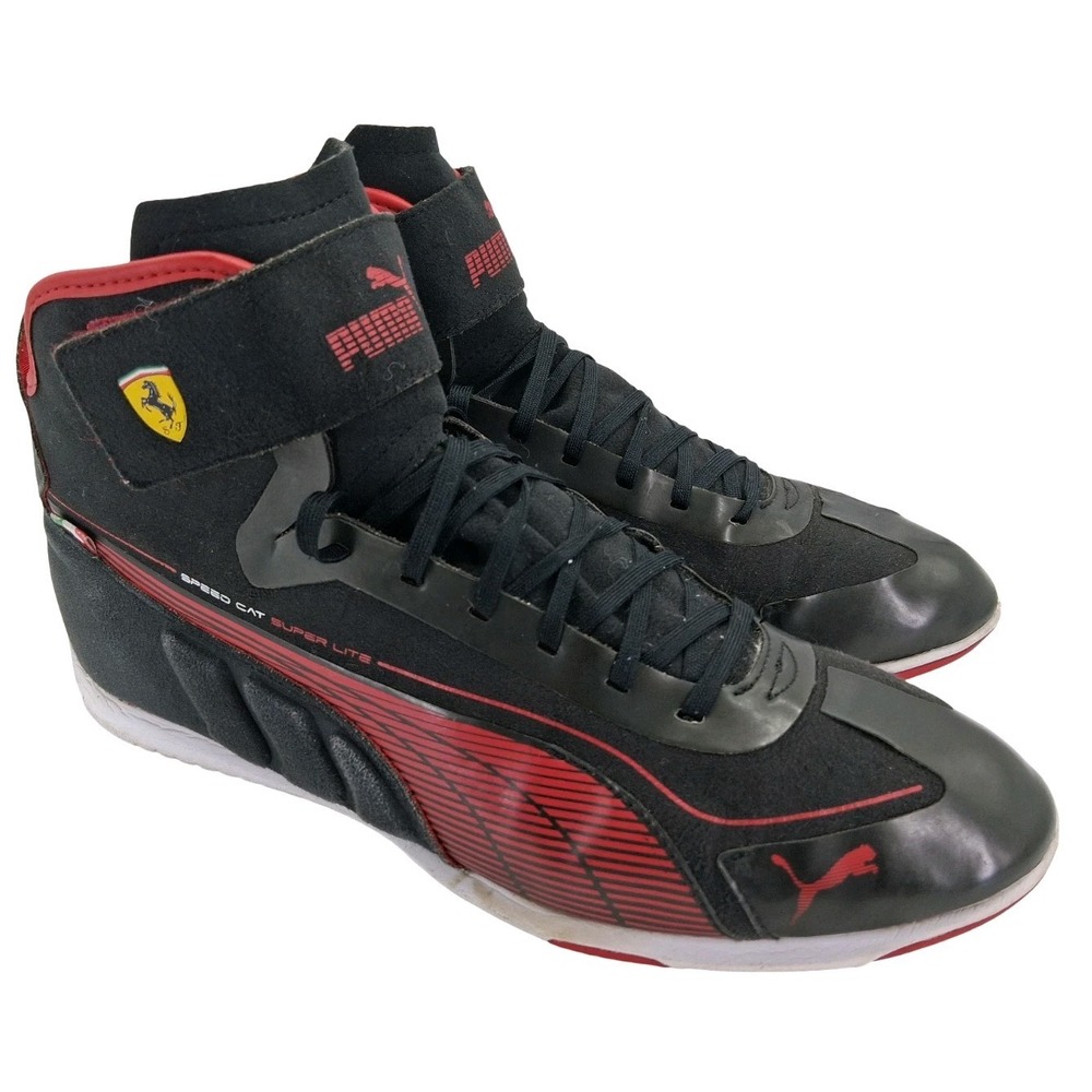 Ferrari Racing Shoes Mens 9.5 Black Formula 1 Puma Speed Cat Super Lite High Top